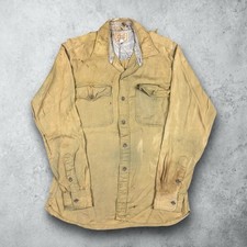 Vintage 40s Gabardine Rayon Distressed Faded WW2 Shirt Size Medium Workwear