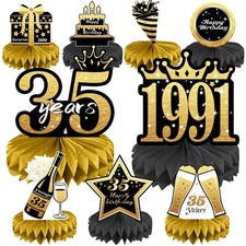 9 PCS 100th Birthday Decorations 1926 Black Gold Honeycomb Centerpieces