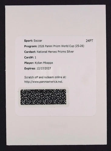 2026 Panini Prizm World Cup Kylian Mbappe National Heroes Silver Auto /199