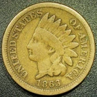 VG+ 1863 1C Indian Head Cent