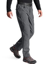 FREE SOLDIER Men's Fleece Lined Pants Softshell Snow Ski Pants Gray 42W x 30L
