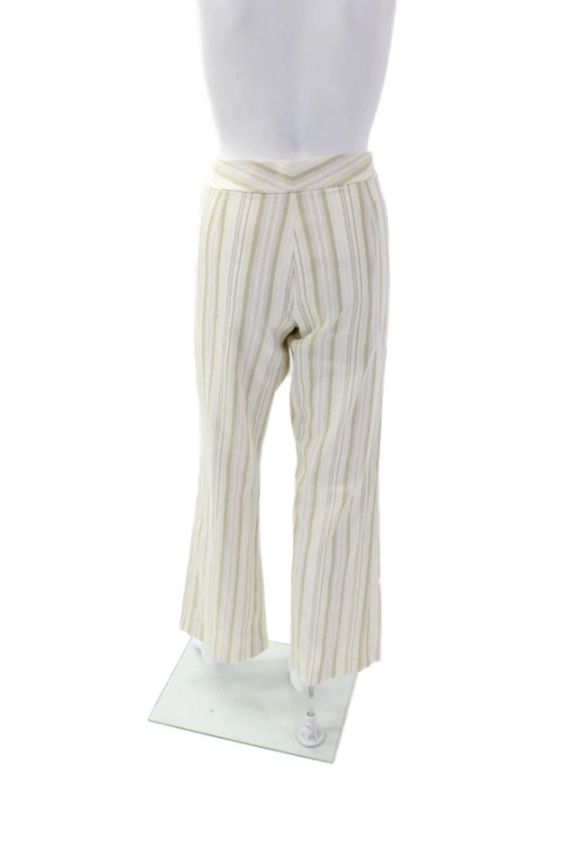 Женские брюки Elie Tahari на пуговицах плоские спереди прямые штанины в полоску размер 10 - Изображение 3 из 4
