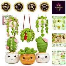 Beginner-Friendly 6 Pack Crochet Kit: Cute Hanging Plants  Step-by-Step Videos