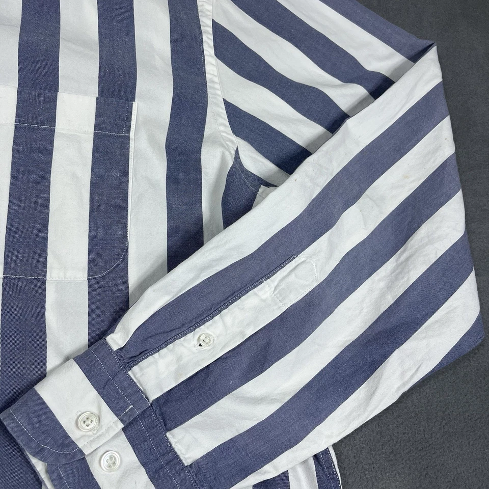 J. Peterman Shirt Adult XL Gray White Stripes Button Up Long Sleeve Casual Mens - Image 4 of 4