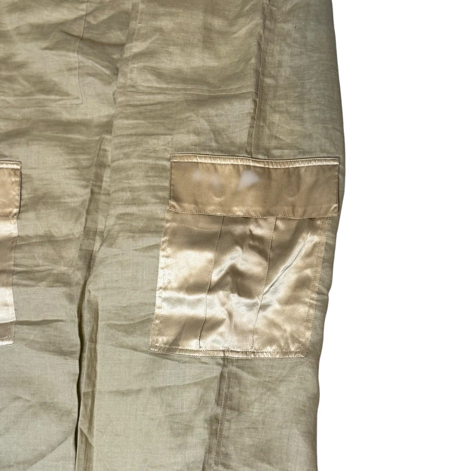 Pantalones cortos Allison Taylor para mujer color tostado lino seda cargo talla 12 naturaleza terroso Foto 3 de 4