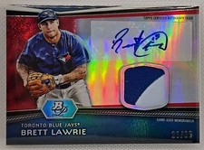 2012 Bowman Platinum - Auto Relic Brett Lawrie 21/25* #AR-BL Red Refractor Patch