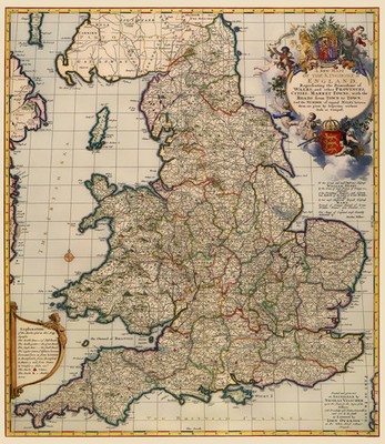 Historic Map - England Wales - Visscher 1690 - Vintage Wall Art