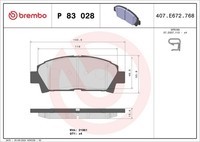 Brembo Bremsbelagsatz, Scheibenbremse P 83 028 FüR Toyota