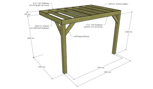 Lean to Box Pergola Kit - Heavy Duty Wooden Garden Pergola Pressure Treated - Picture 3 of 10