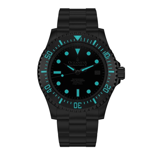 Oceaneva™ Men's Deep Marine Explorer III 3000M Watch Black Dial Automatic - Picture 11 of 15