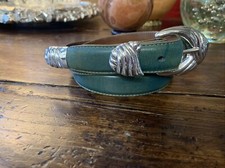 James Reid style Sterling Silver Mexican Belt Buckle Set 29-32-1  calf  