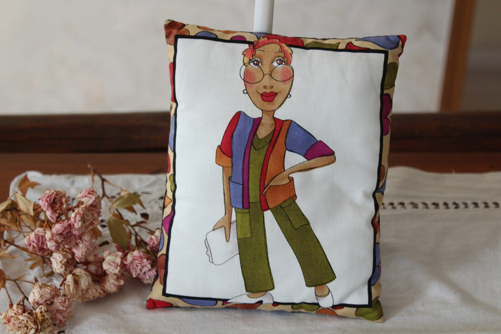 Mitbringsel Geschenk für Frauen Dekokissen Seelentröster Handarbeit