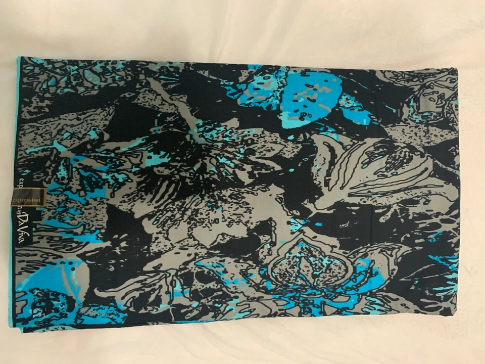 Африканский хлопок ткани 6 ярдов, элегантные цвета, серый, синий и черный - Изображение 2 из 2