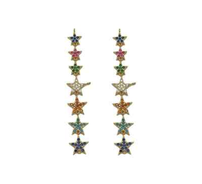Colorful CZ String Five Point Star Charm, Sku#JL112