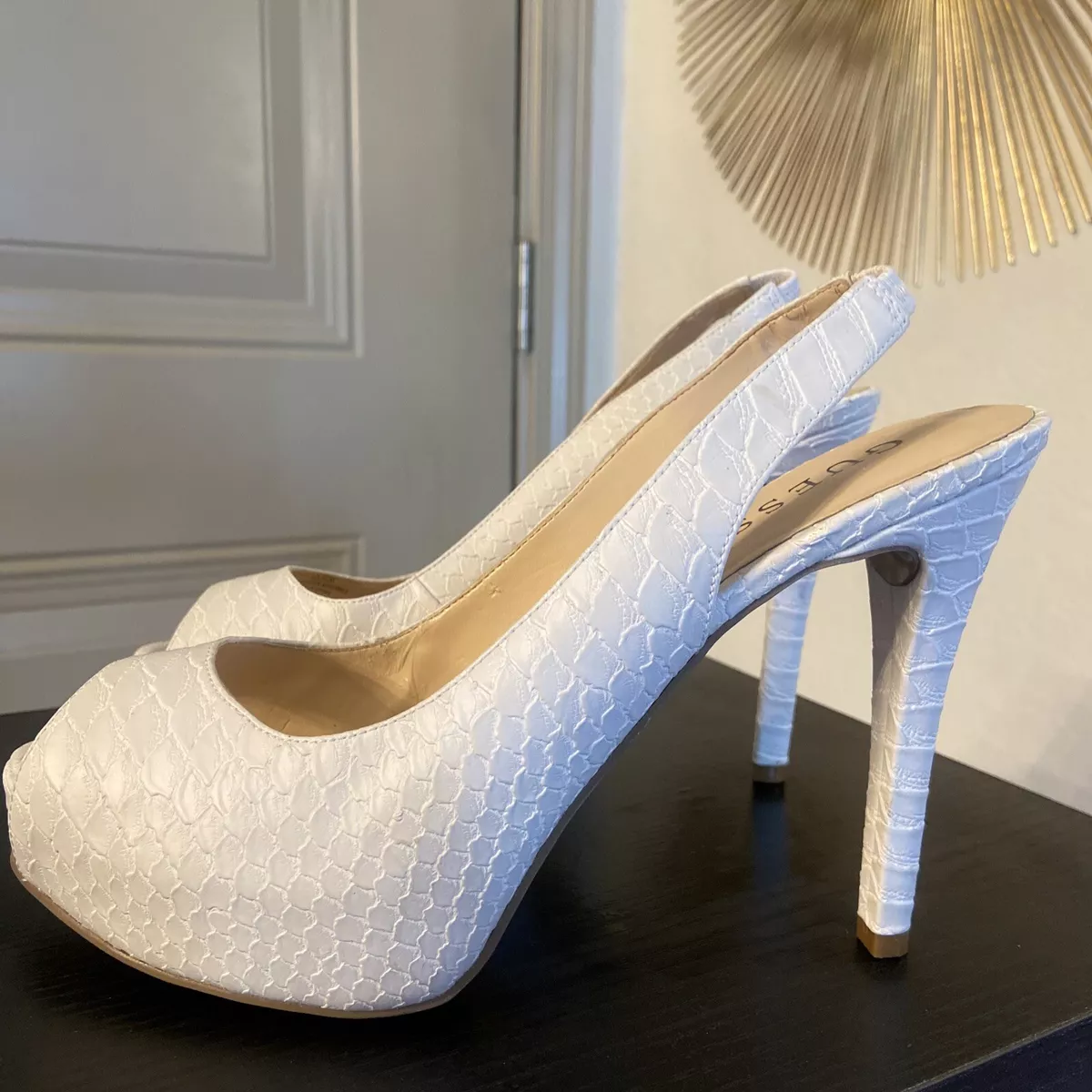 Guess peep shop toe slingback pumps