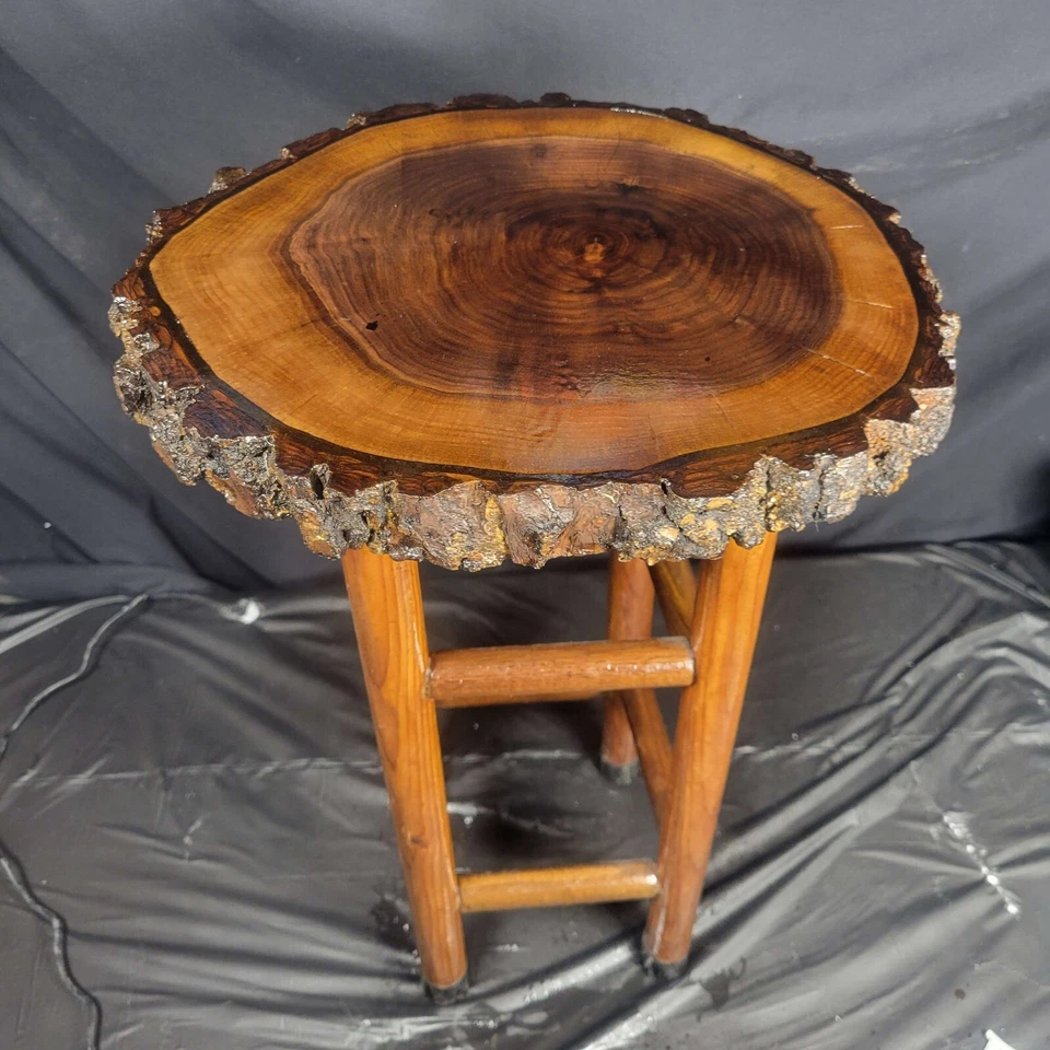Rustic Live Edge Black Walnut Stool 13"W x 21"H - Image 3 of 3