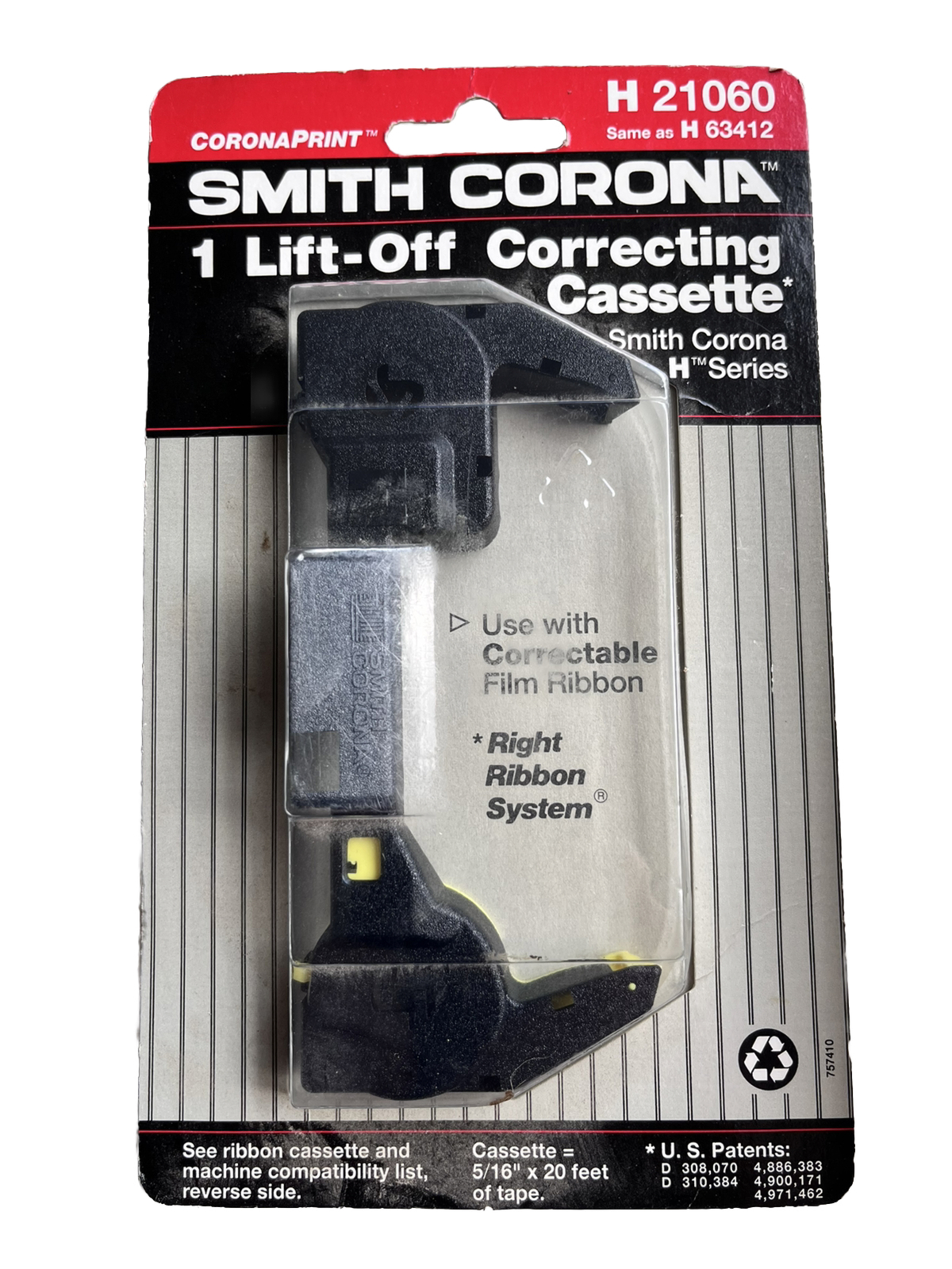SMITH CORONA H 21060 (H 63412) CORRECTING CASSETTE LIFT OFF 1 TAPE