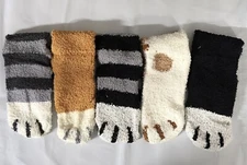 5 Pairs Women's Plush Fleece Cute Cat Paws Tube Cat Socks