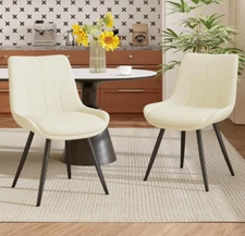 Modern Upholstered Faux Leather Dining Room Chairs Set of 2