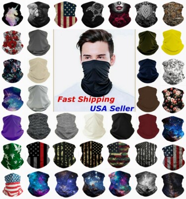 Face Mask Balaclava Tube Bandana Cover Snood Neck Gaiter Scarf Reusable Washable