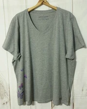 Life Is Good V-Neck Crusher T-Shirt Womens XXXL Floating Butterfly Heather Grey 