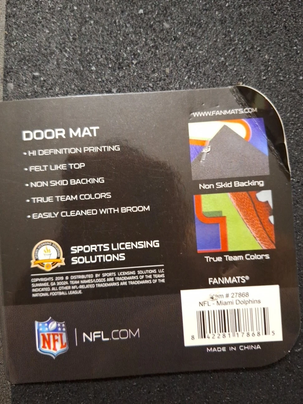 Miami Dolphins Step Mat  Decorative Door Mat Insert 18x30” football