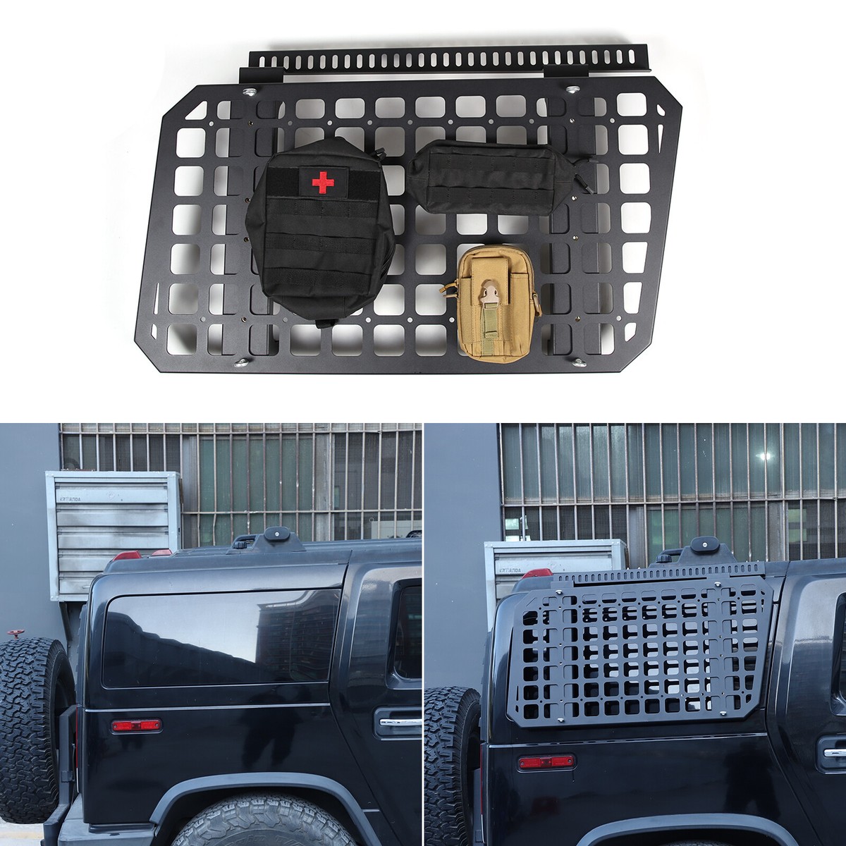 Portaoggetti Per Lunotto Posteriore Hummer H2 2003-2009 - Lega Alluminio, Nero - Foto 3