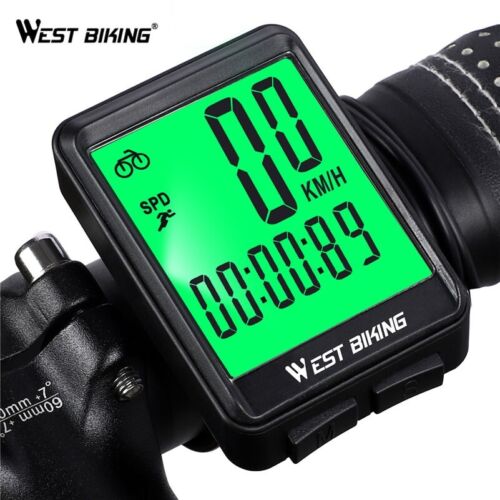 WEST BIKING Wired Bicycle Computer Waterproof LCD Bike Speedometer Odometer - Picture 1 of 15
