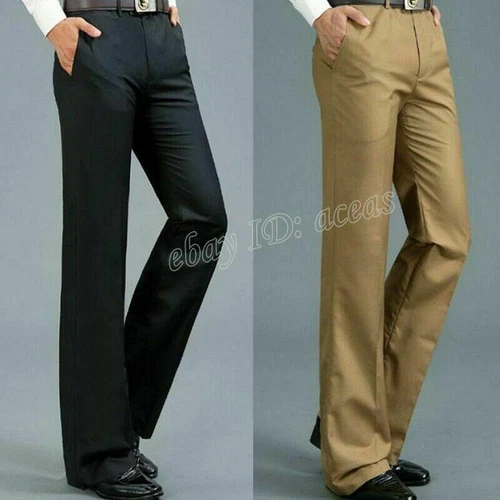 Herren Glockenboden Hose Schlag Formell Elegant Slim Fit Freizeithose - Bild 5 von 25