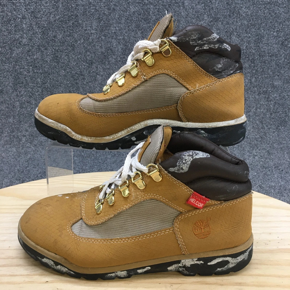 Timberland Boots Youth 5.5 Wheat Helcor Mid Top Hiking Brown