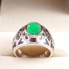 Emerald Oval Cut Gemstone With 925 Sterling Silver Ring For Men's #B30