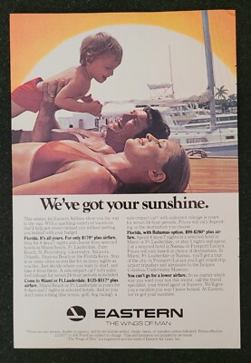 1978 Eastern Airlines Vintage 7x10'' Print Ad 1970's Travel Vacation Ephemera