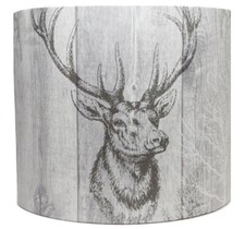 Stag Lampshade Light Shade Dear Head Table Lamp Shades Grey Wood Panel Effect