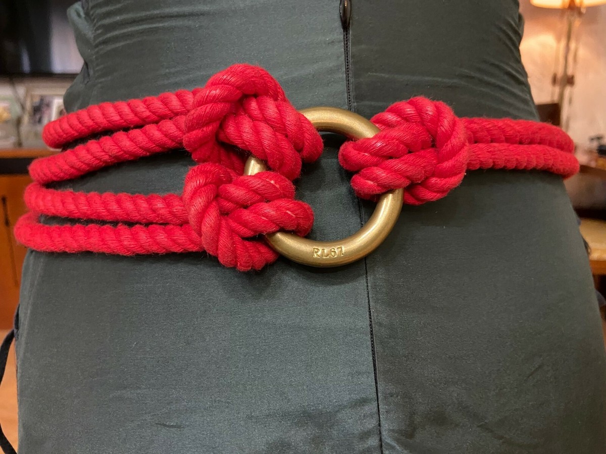 RALPH LAUREN COLLECTION DOUBLE STRAP BRAIDED RED ROPE