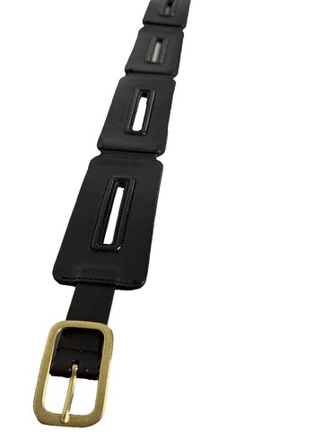 NEW Diane von Furstenberg Black Leather and Metal Chain Belt 