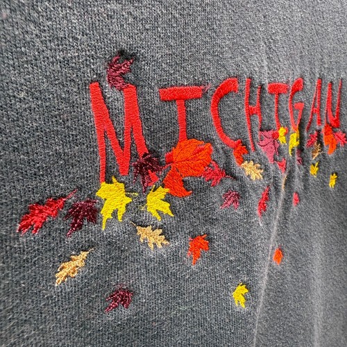 Vtg Michigan Fall Autumn Leaf Leaves Mens M Crewneck Sweatshirt Double Collar - Picture 4 of 11