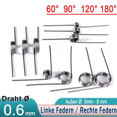Schenkelfeder Draht Ø 0.6 mm ，Außen Ø 3 mm - 8 mm Federstahl Torsions Dreh Feder