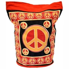 Peace Sign Drawstring Cinch Bag Backpack - 18" X 20"
