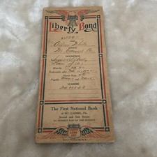 1917 Liberty Bond Envelope First National Bank Mt Carmel Pa