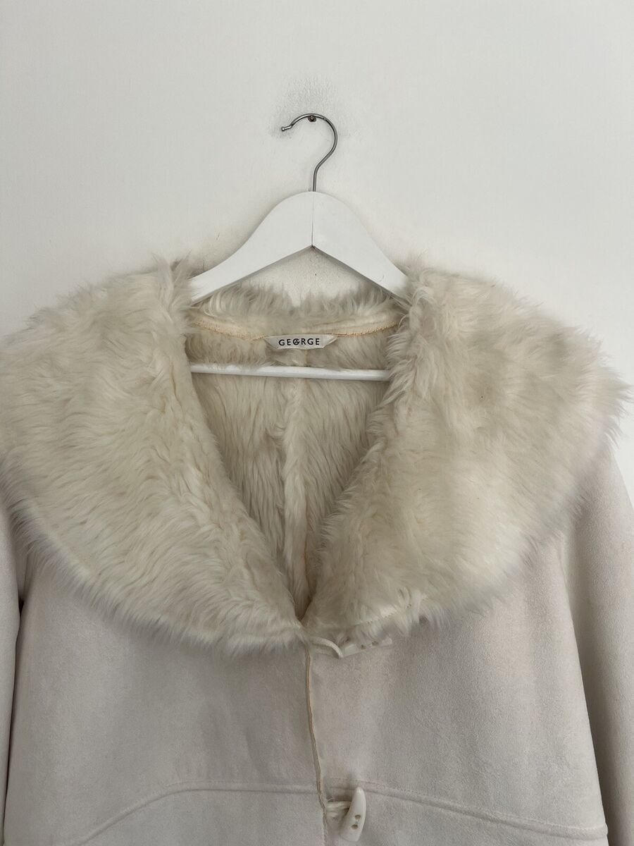 Vintage George Y2K 00s Afghan Coat White Long Size 20 18 16 Vintage George Y2K 00s Afghan Coat White Long Size 20 18 16