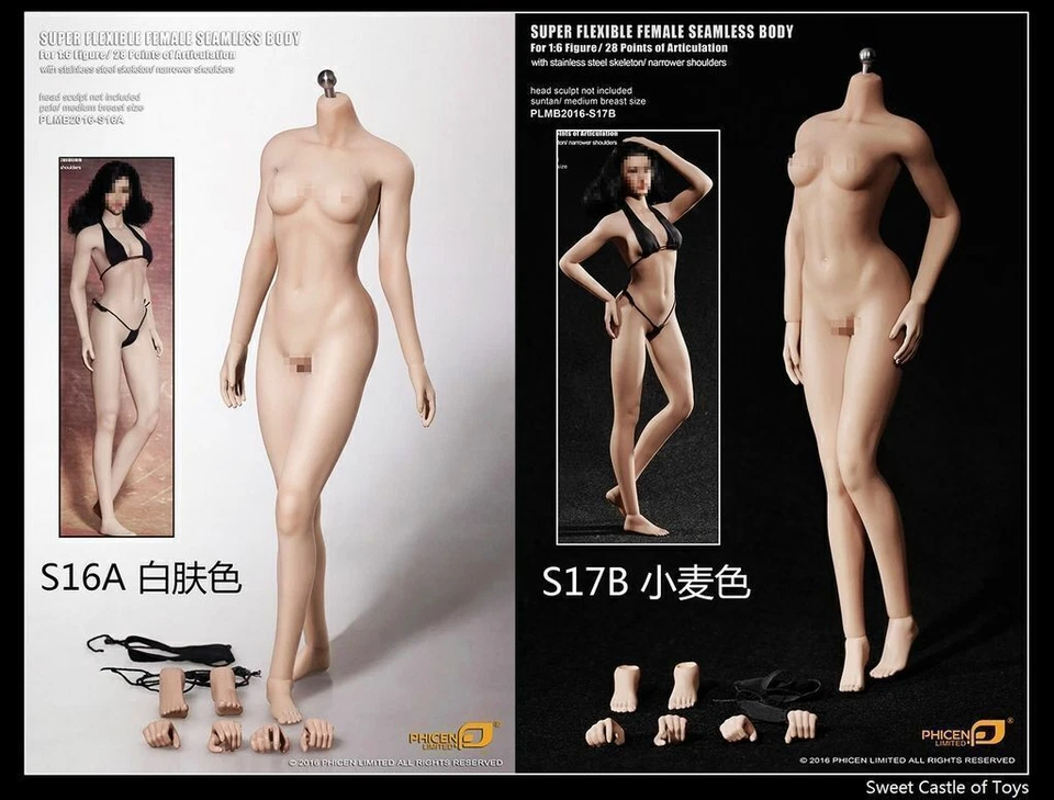 1/6 TBLeague Phicen S16 S17B Acero Esqueleto Sin Costuras Bronceado Medio Busto Cuerpo Estrecho Foto 2 de 4