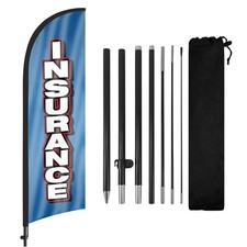 Insurance Feather Flag 8FT with Pole  Ground Stake Outdoor Advertising Sign