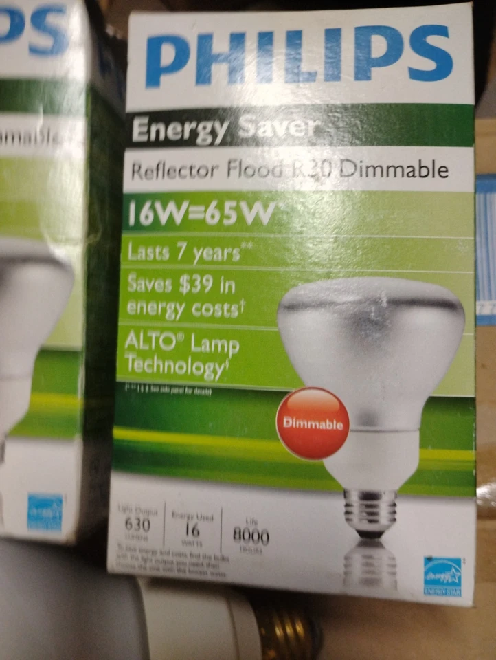 (2) Phillips Energy Saver 16W R30 Dimmable Reflector Flood lights. NOS - Image 4 of 4