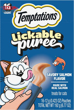 Temptations Creamy Puree Squeezable Lickable Cat Treats, Wet Cat Treats with Sal