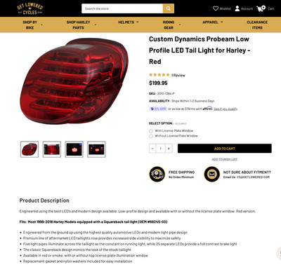 Custom Dynamics Probeam Low Profile LED Tail Light Lamp for Harley square back