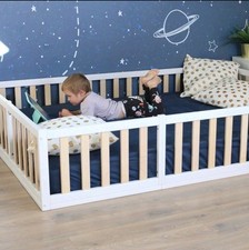 HAPPYMOON White Montessori Double Kids bed, Door Included!