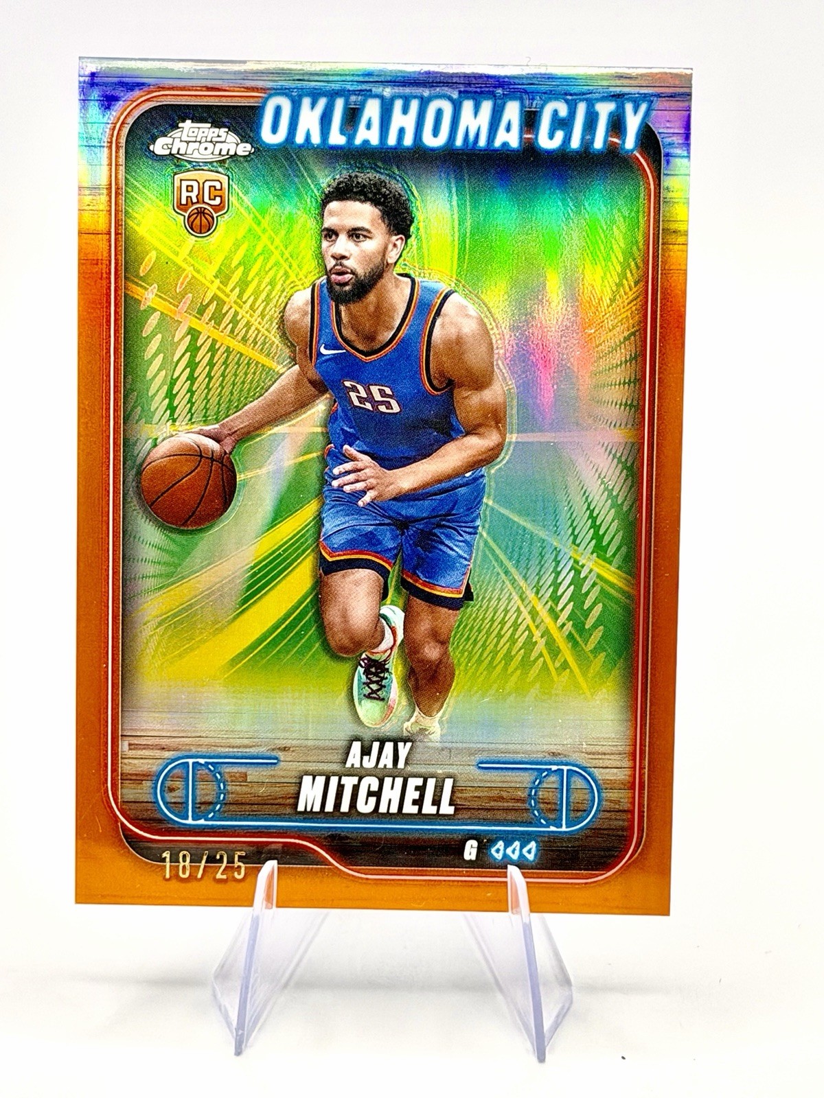 2024-25 Topps Chrome Ajay Mitchell RC #132 Orange Refractor /25