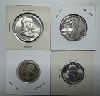 1958 Franklin Half Dollar BU and Quarter, Also 1917 Walker Half Dollar - Quarter