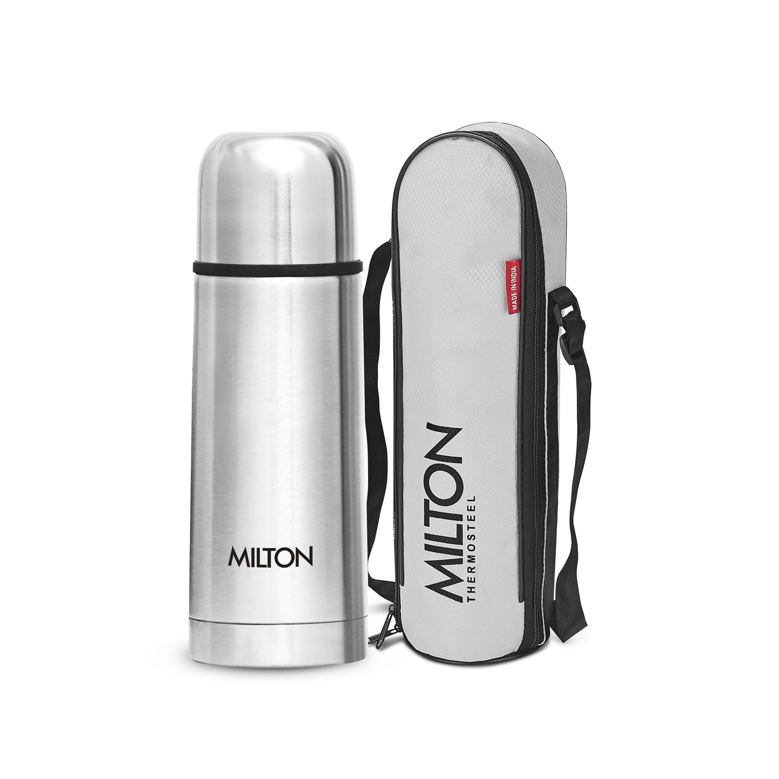 Milton Small Vacuum Flask for Hot Drink 350 ml 12 Ounces, Silver - Flip Lid