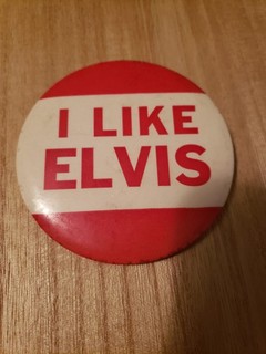 Vintage 1950's Elvis Presley Pin Pinback Button "I Like Elvis" 3.5" Rare
